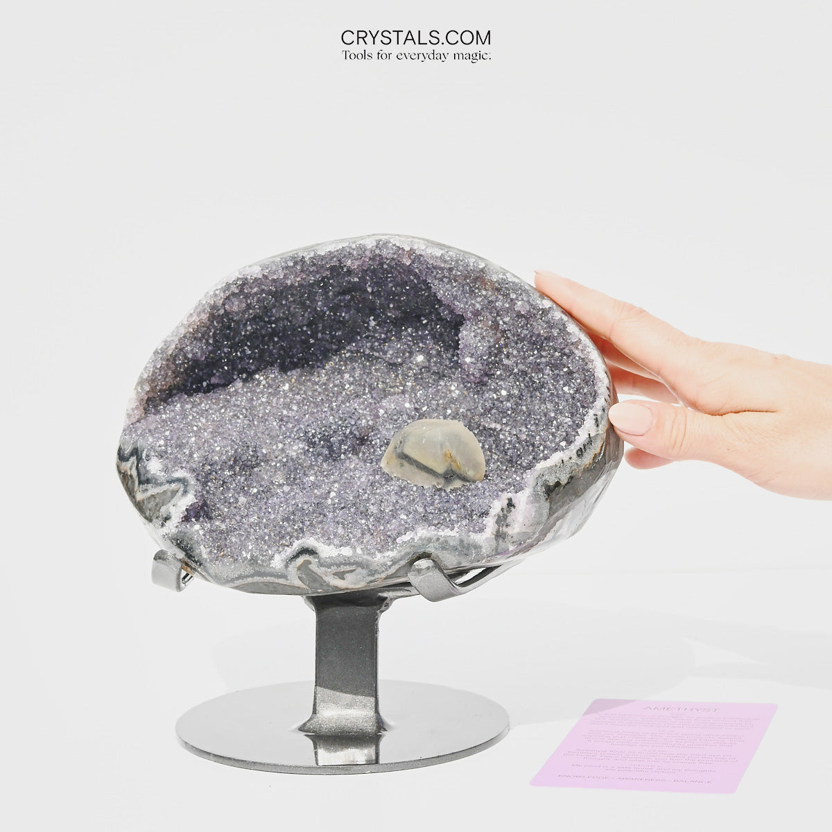 Amethyst w/ Calcite Geode on Stand 9 inch