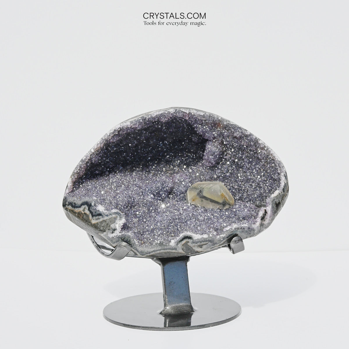 Amethyst w/ Calcite Geode on Stand 9 inch
