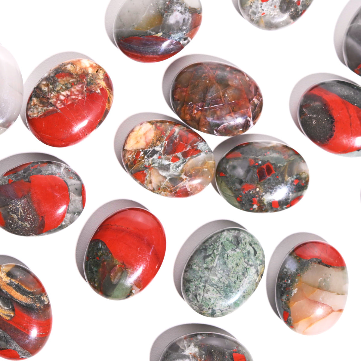 Bloodstone jasper palm stone