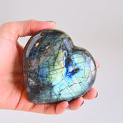 Labradorite Heart - labradorite crystal heart shaped in natural light