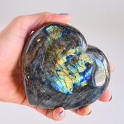 Labradorite Heart - labradorite crystal heart shaped scale view