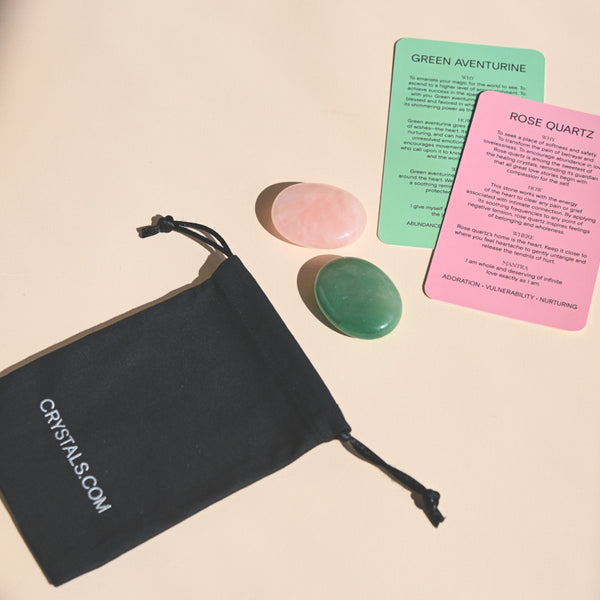 Love Crystal Pouch | Rose Quartz & Green Aventurine | Crystals.com