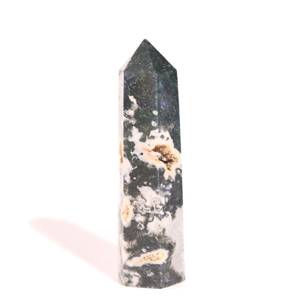 moss agate crystal tower