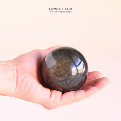 Gold Sheen Black Obsidian Sphere