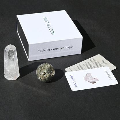 Power Pack - Laser Quartz Tower & Pyrite Sphere
