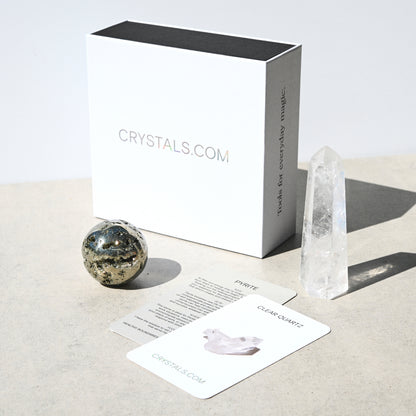 Power Pack - Laser Quartz Tower & Pyrite Sphere
