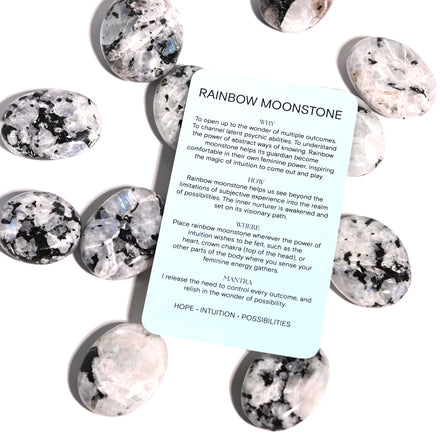 Rainbow Moonstone Palm Stone — Moonstone crystal specimen