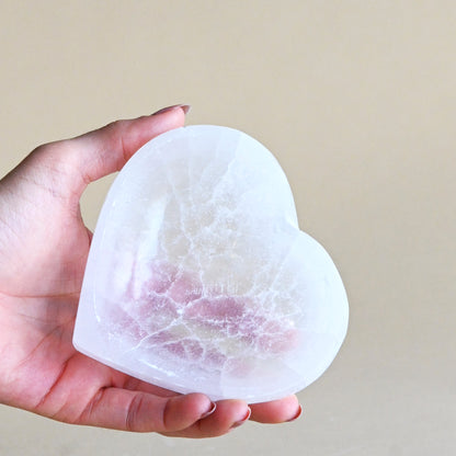 selenite crystal bowl heart 