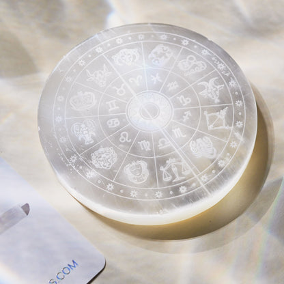 Selenite Zodiac Plate