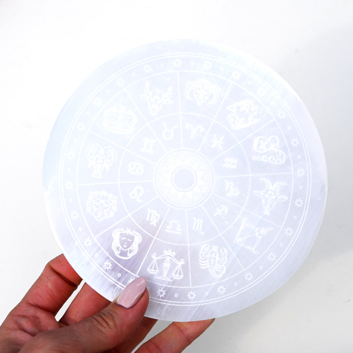 Selenite Zodiac Plate