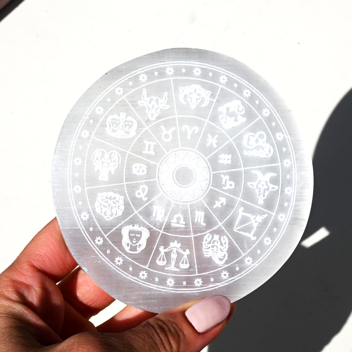 Selenite Zodiac Plate