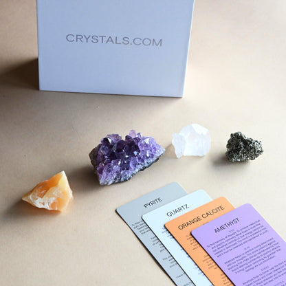 Rough Stone Crystal Kit - CALCITE - PYRITE - AMETHYST - QUARTZ