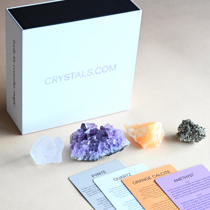 Rough Stone Crystal Kit - CALCITE - PYRITE - AMETHYST - QUARTZ